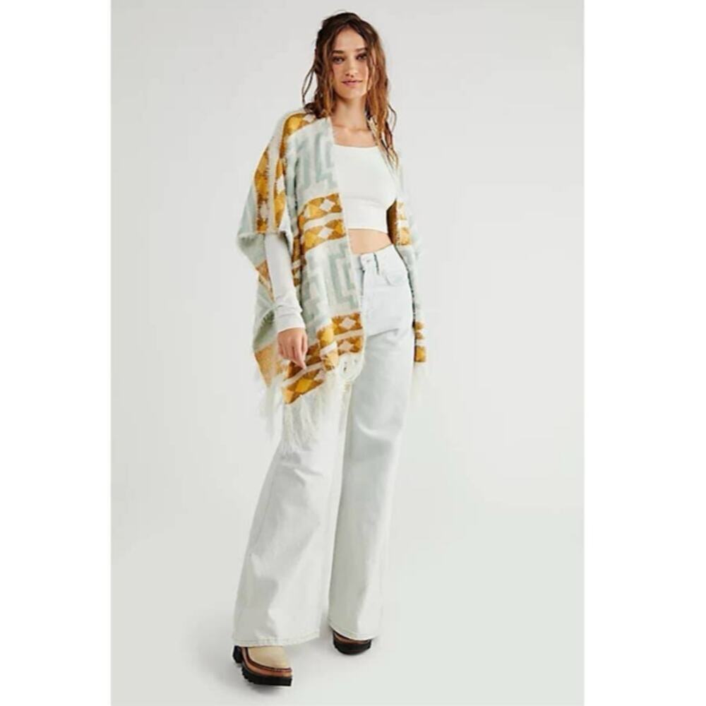Free People Vintage Boho Diamondback Cozy Kimono One Size